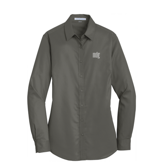 Port Authority Women's SuperPro Twill Shirt — Sterling Grey